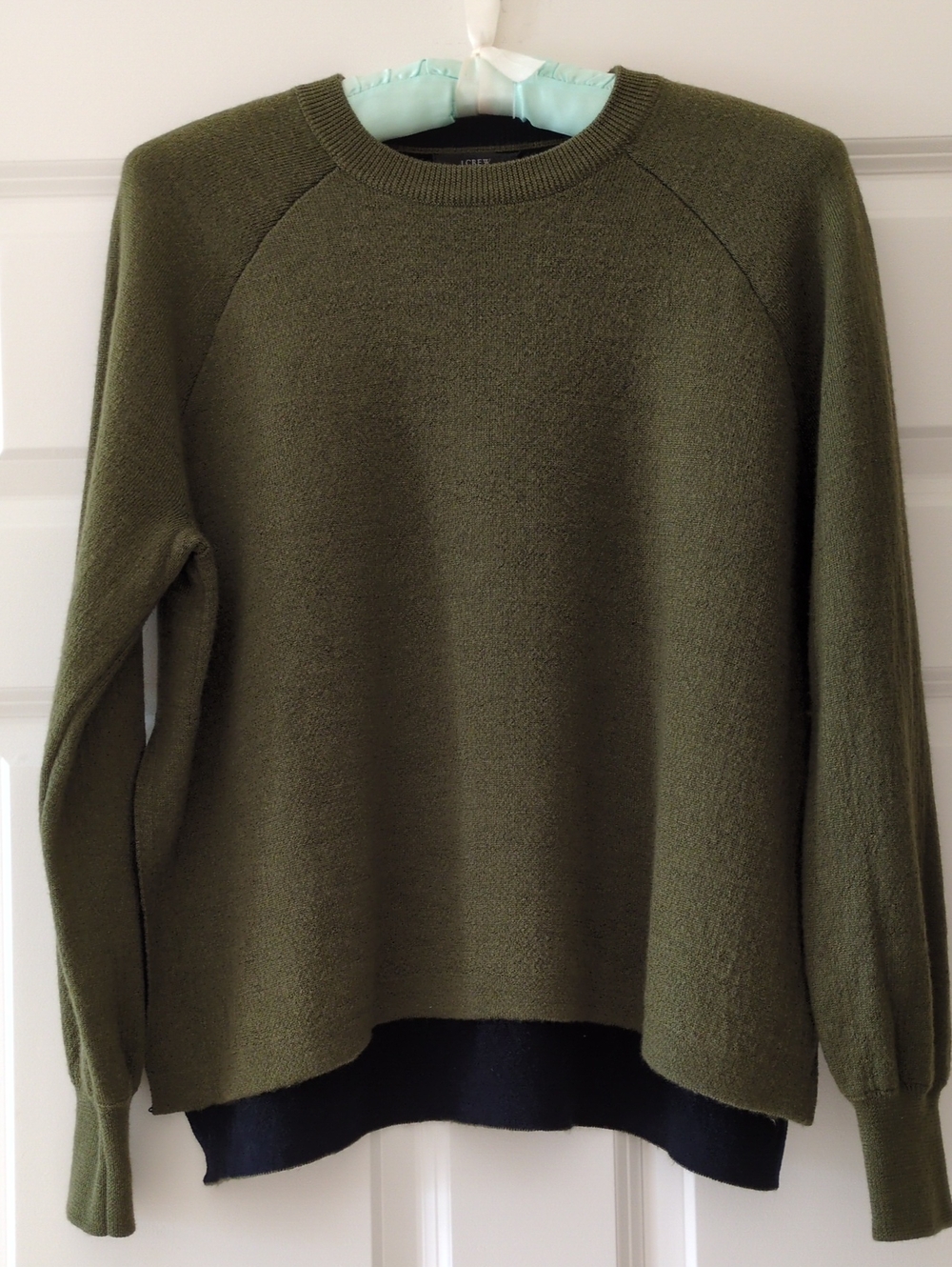 Vintage J Crew Sweater Crewneck Soft Split Hem Green Oversized Small